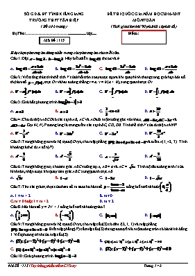 Đề thi THPT Quốc gia môn Toán - Mã đề 115 - Năm học 2016-2017 - Trường THPT Tân Hiệp (Có đáp án)